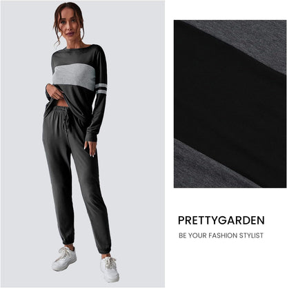 Womens 2 Piece Sets 2026 Long Sleeve Tops High Waisted Sweatpants Lounge Set Fall Fashion Travel Outfits