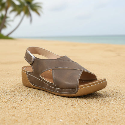Women's Platform Roman Sandals | Open Toe Velcro Beach Sandals