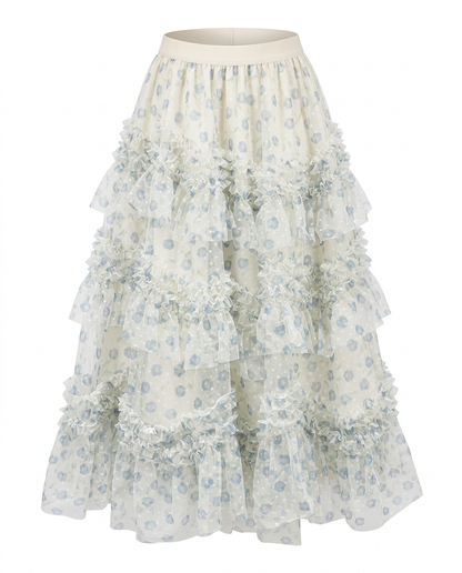 Divine Floral Ruffle Maxi Skirt
