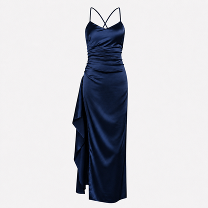 Lara Maxi Dress – Elegant Backless Slit Dress for Weddings, Galas & Date Nights